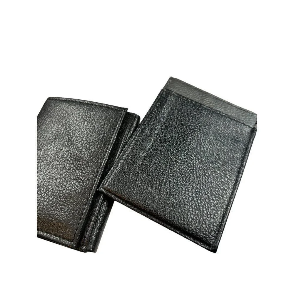 Men's Black Leather Wallet With Card Holder & ID Window